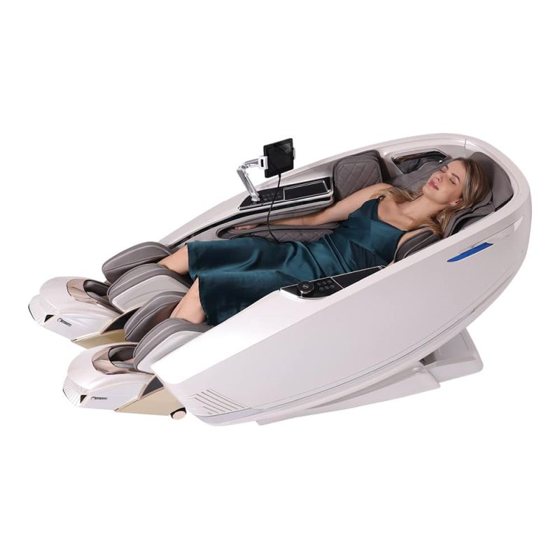 4D-spaa massaažitool külgvaates kasutuses – spaa massaaž kodus mugavas lamavas asendis